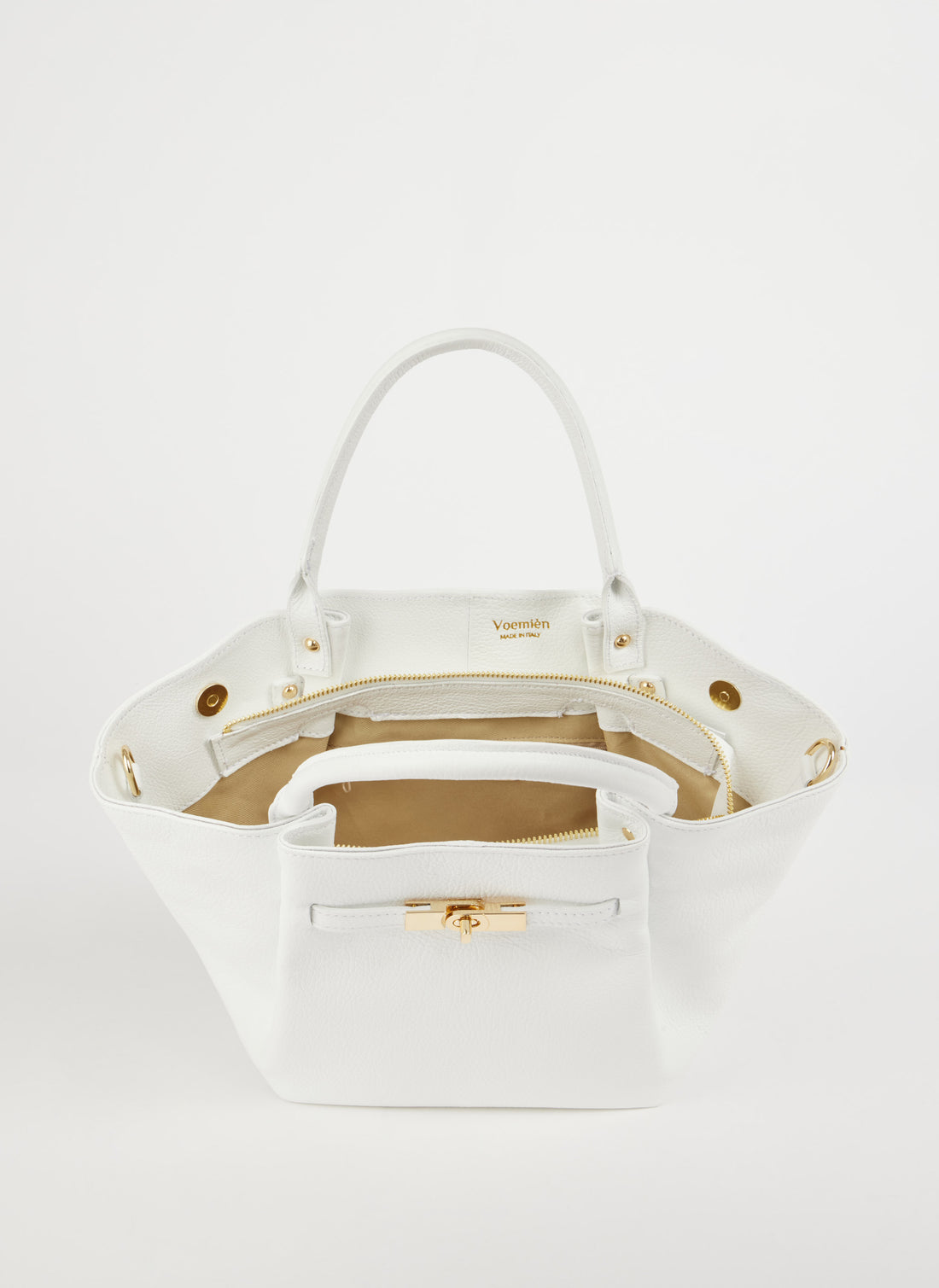 Charlène Bag in Togo Leather White