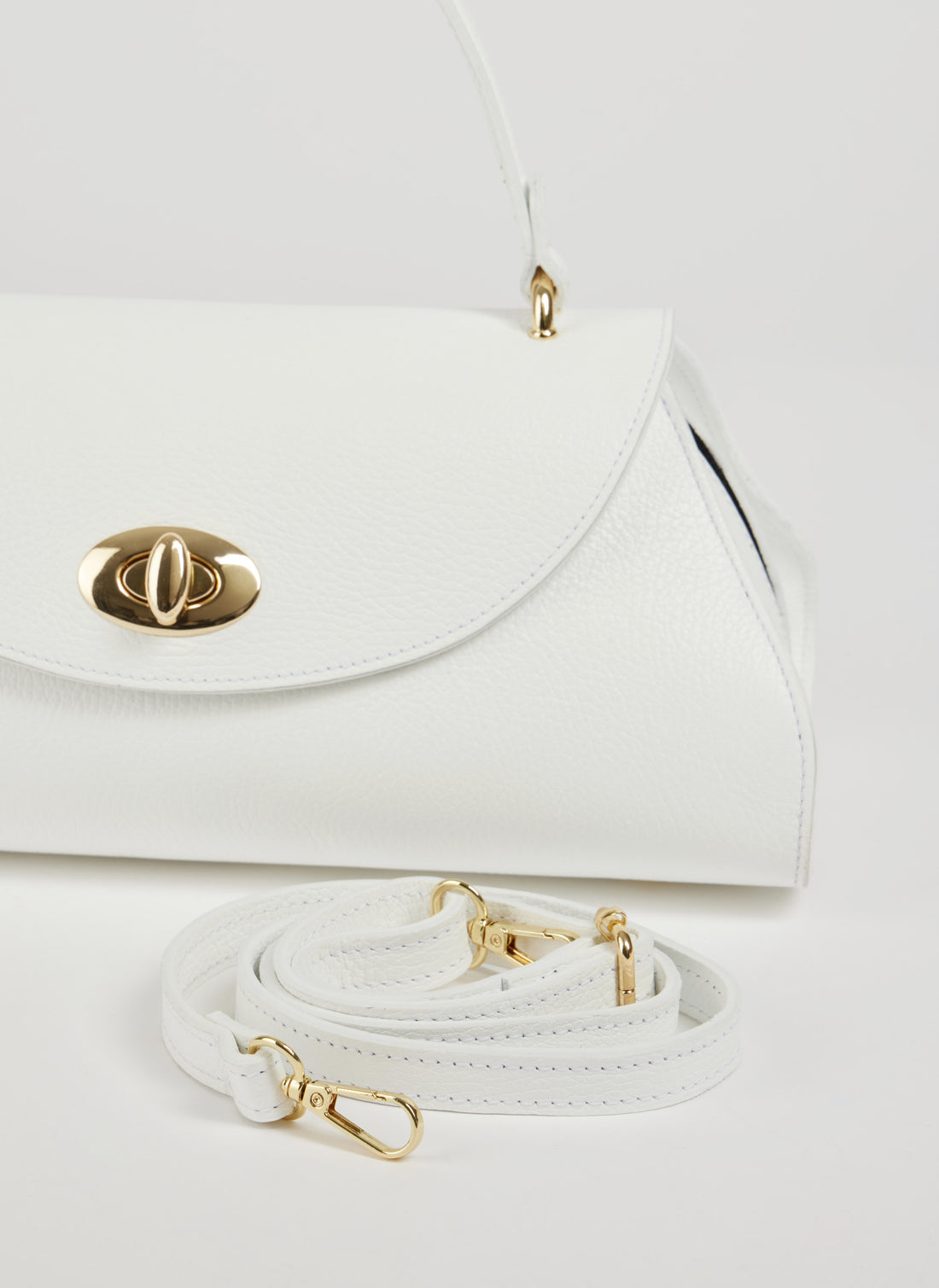 Florence Bag in Togo Leather White