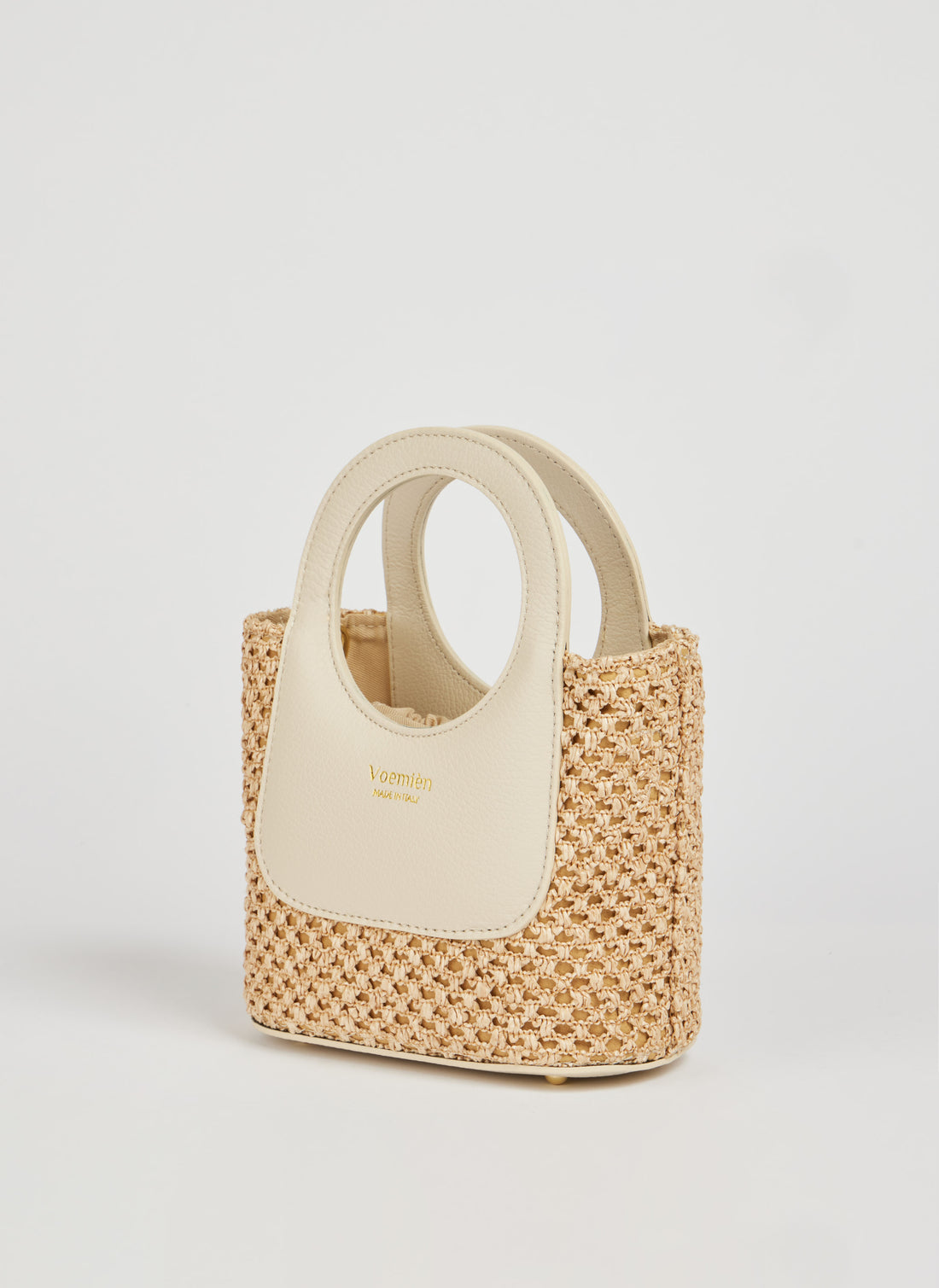 Alba Bag in Raffia and Dollar Leather Beige