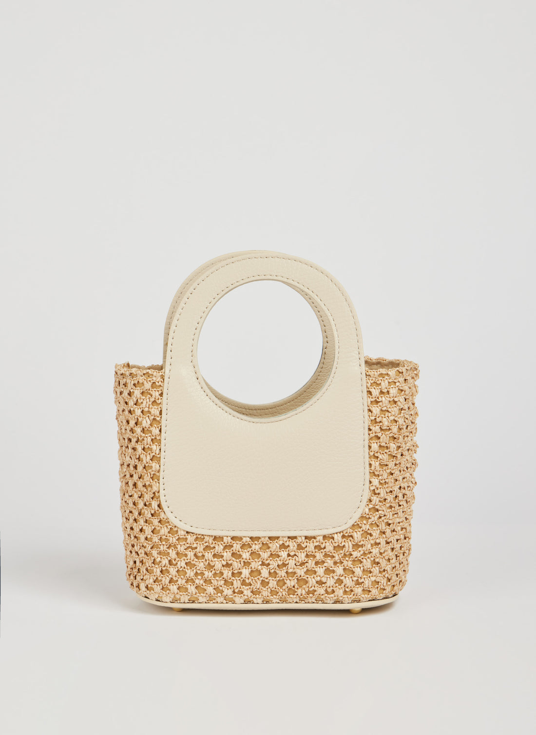 Alba Bag in Raffia and Dollar Leather Beige