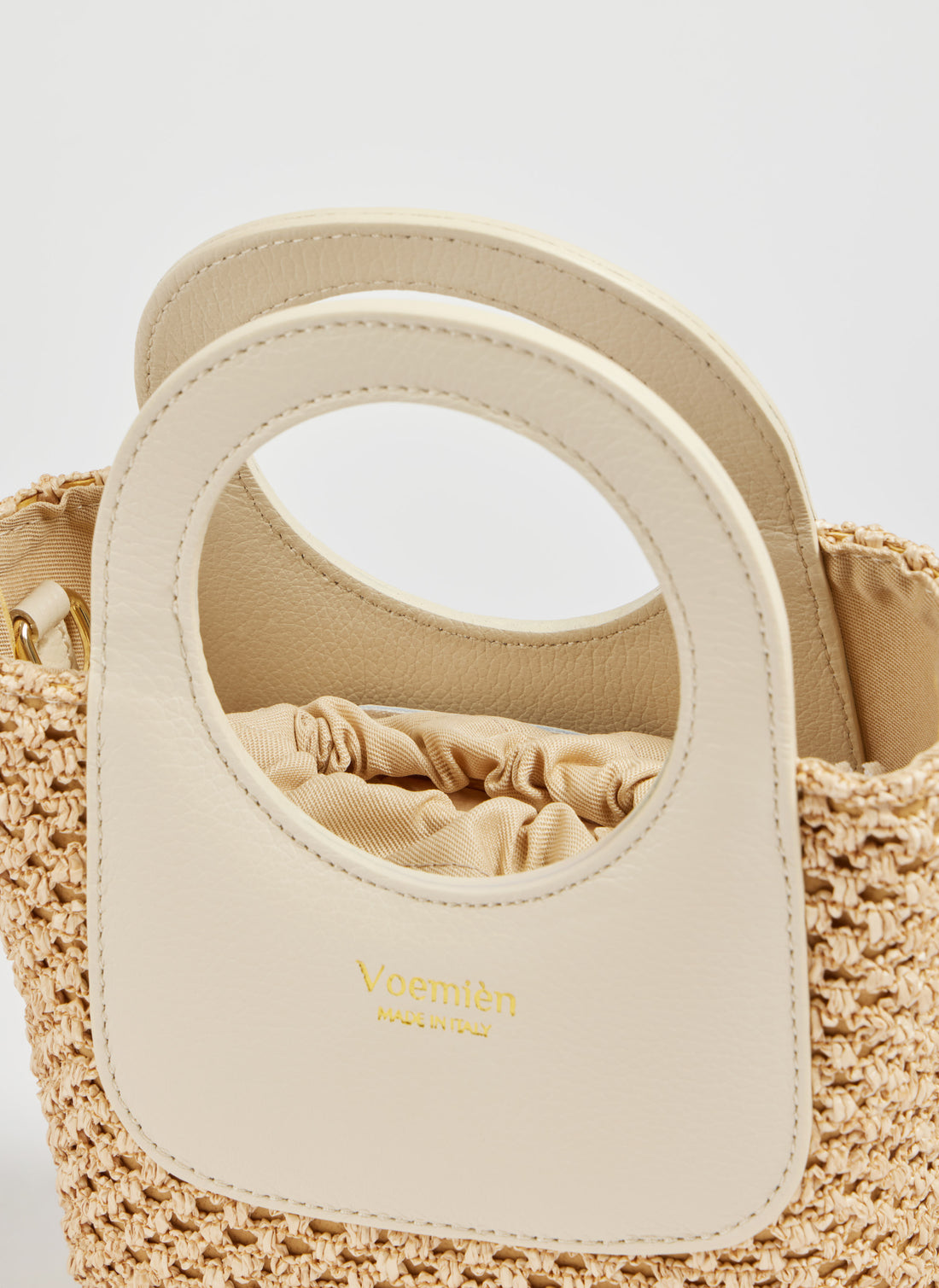 Alba Bag in Raffia and Dollar Leather Beige