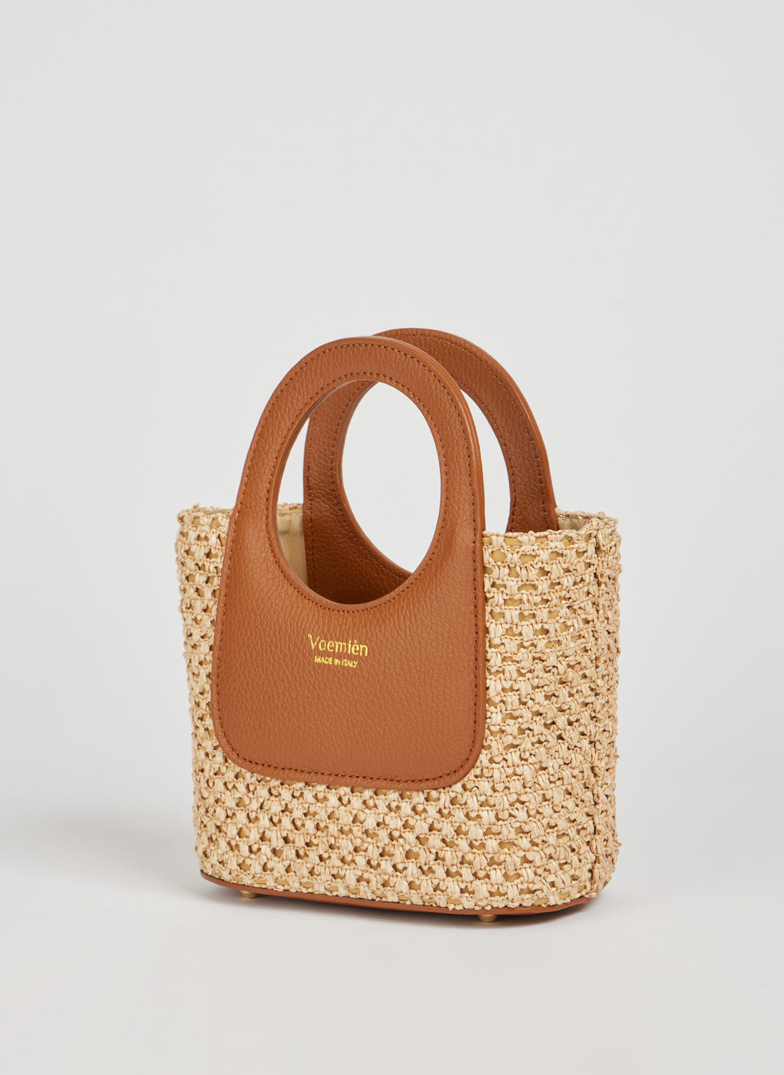 Alba Bag in Raffia and Dollar Leather Tan