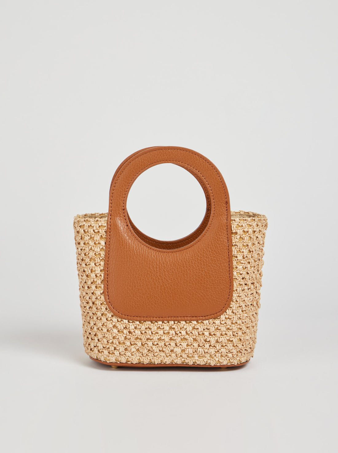 Alba Bag in Raffia and Dollar Leather Tan