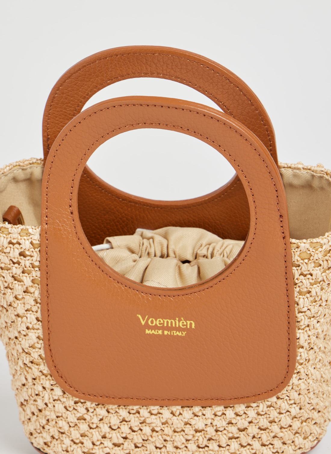Alba Bag in Raffia and Dollar Leather Tan