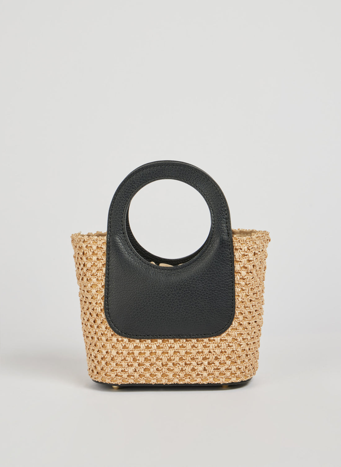 Alba Bag in Raffia and Dollar Leather Black