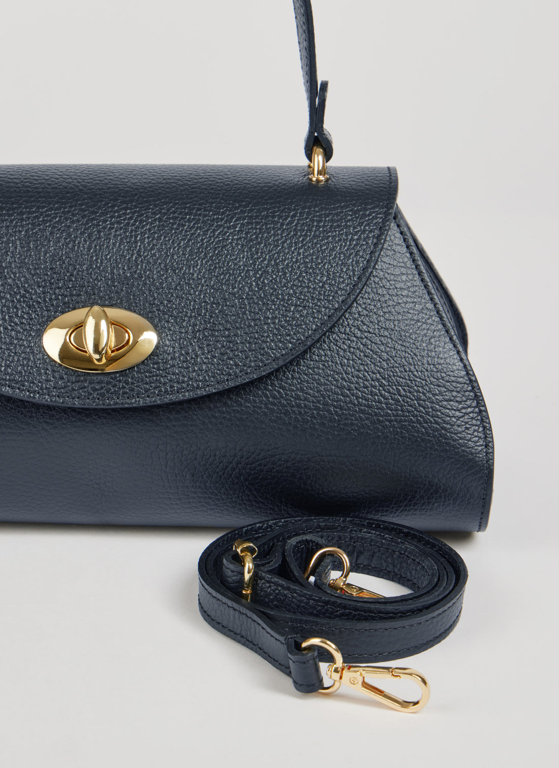 Florence Bag in Togo Leather Blue Navy