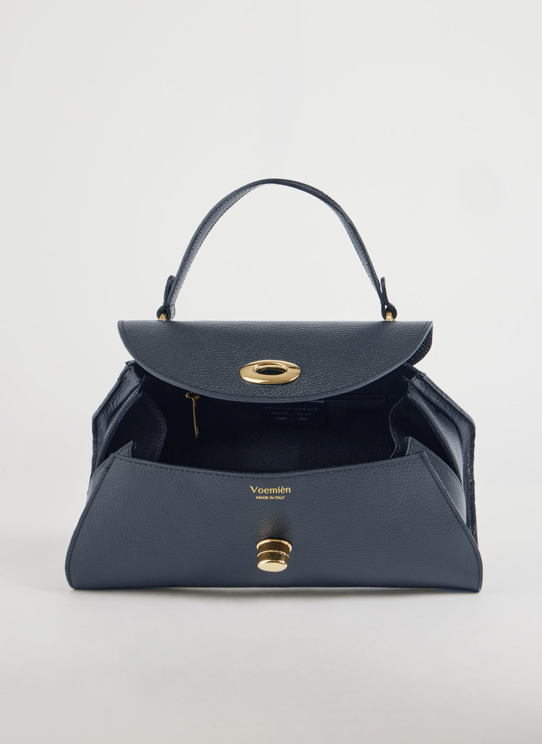 Florence Bag in Togo Leather Blue Navy