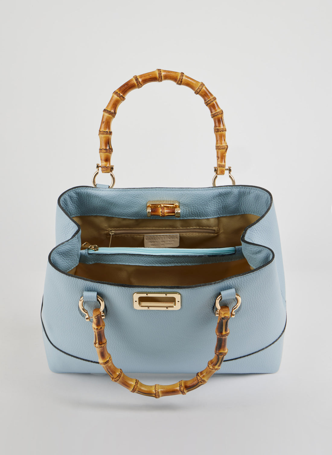 Bamboo Babe Bag in Light Blue Dollar Leather