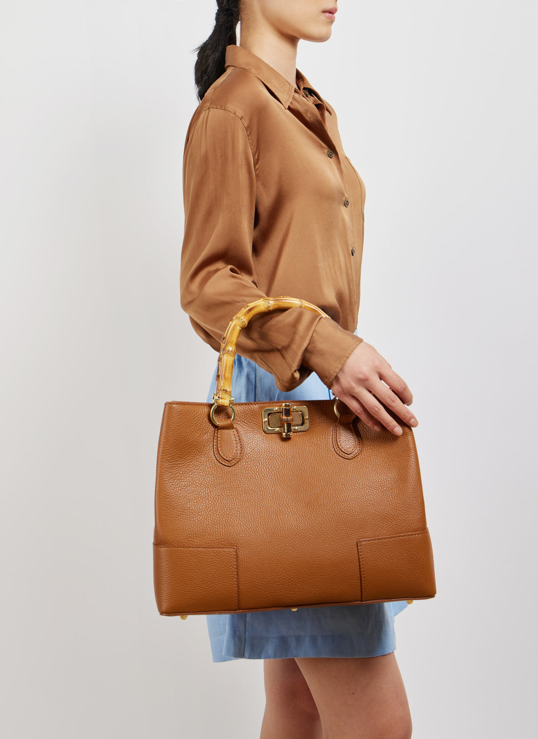 Bamboo Babe Bag in Dollaro Cuoio Leather