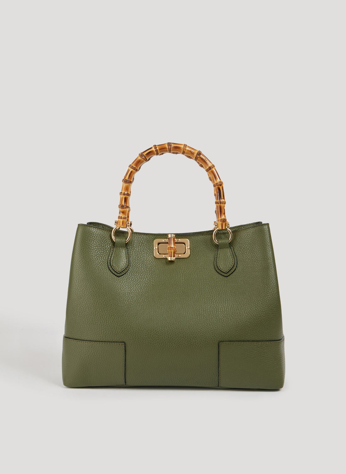 Borsa Bamboo Babe in pelle Dollaro Verde Militare - Voemièn