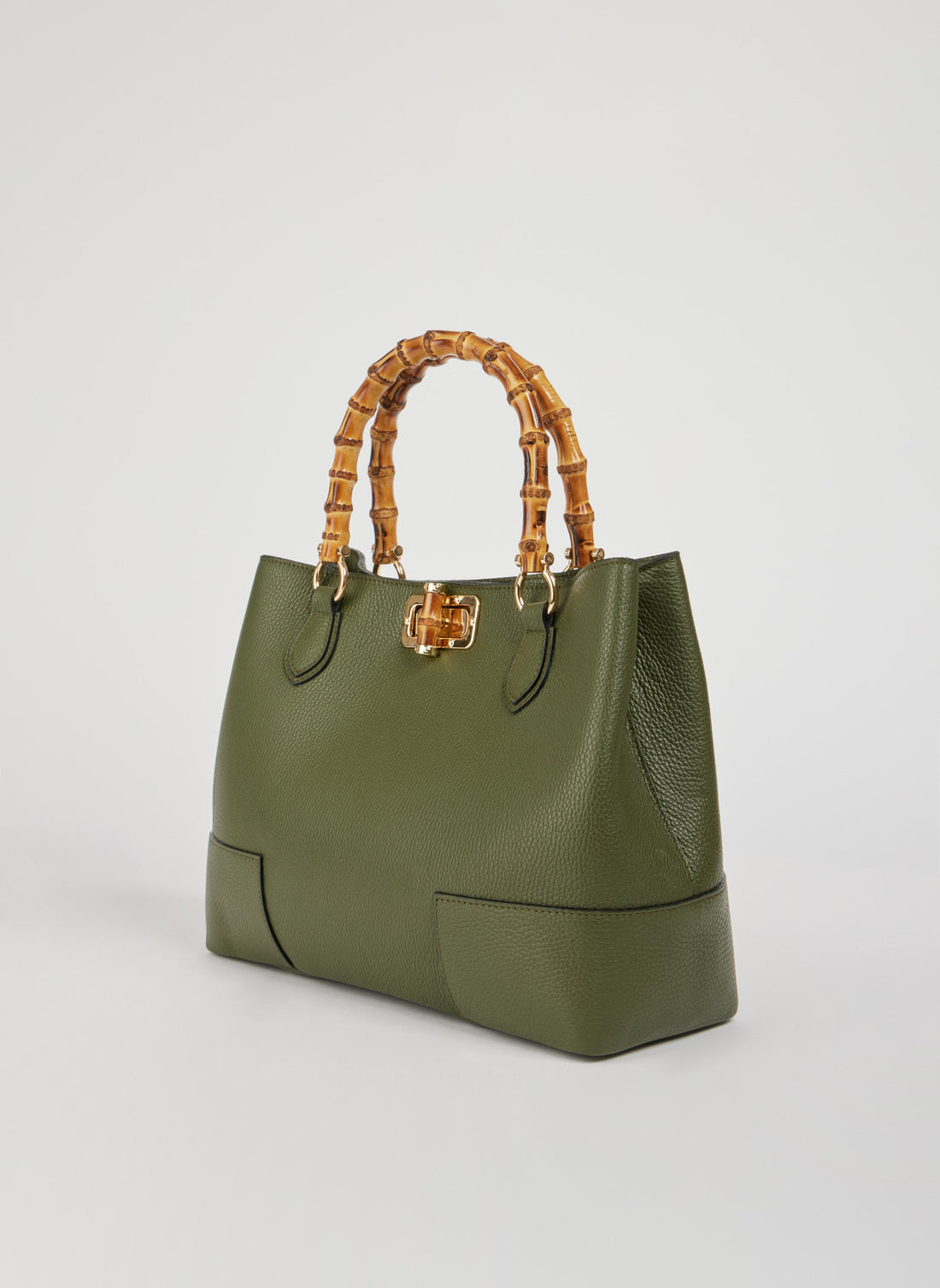 Borsa Bamboo Babe in pelle Dollaro Verde Militare - Voemièn