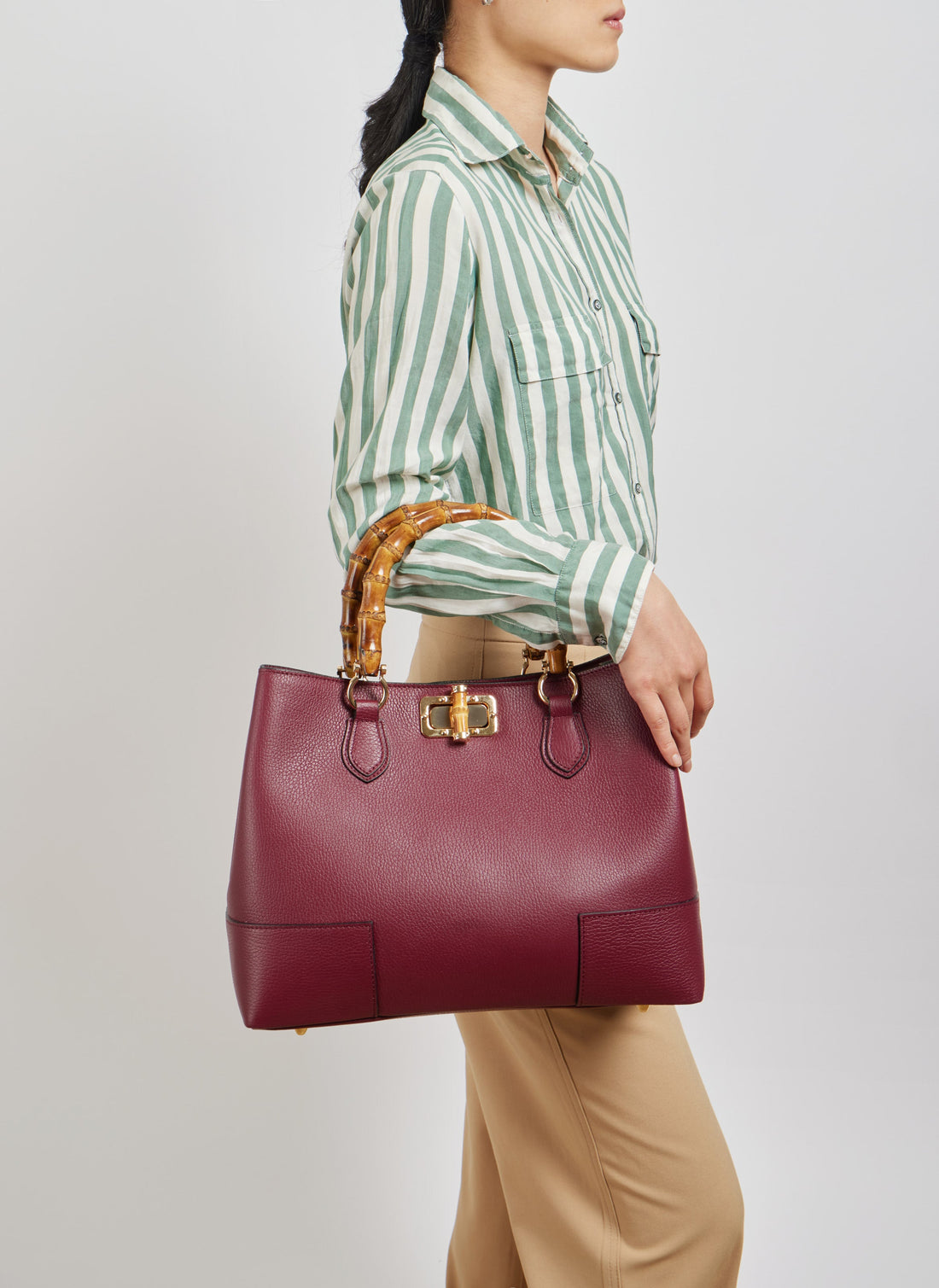 Bamboo Babe Bag in Burgundy Dollar Leather