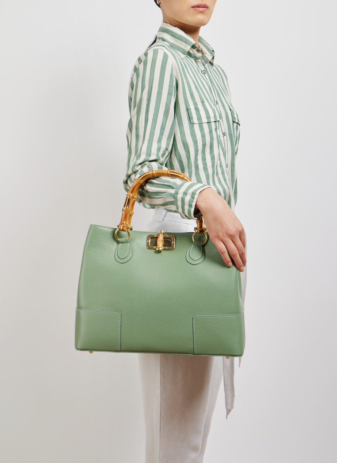 Bamboo Babe Bag in Mint Dollar Leather