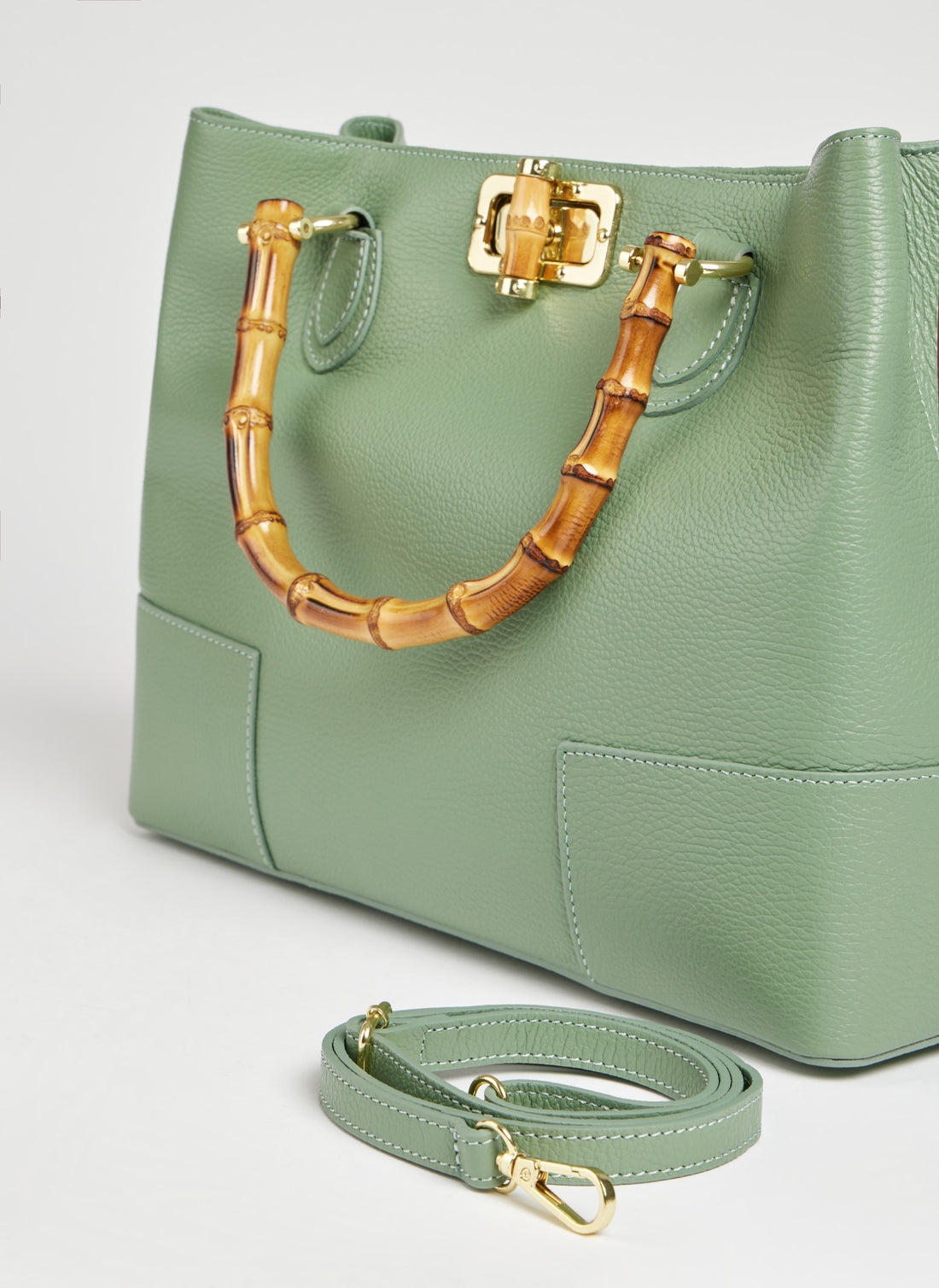 Bamboo Babe Bag in Mint Dollar Leather