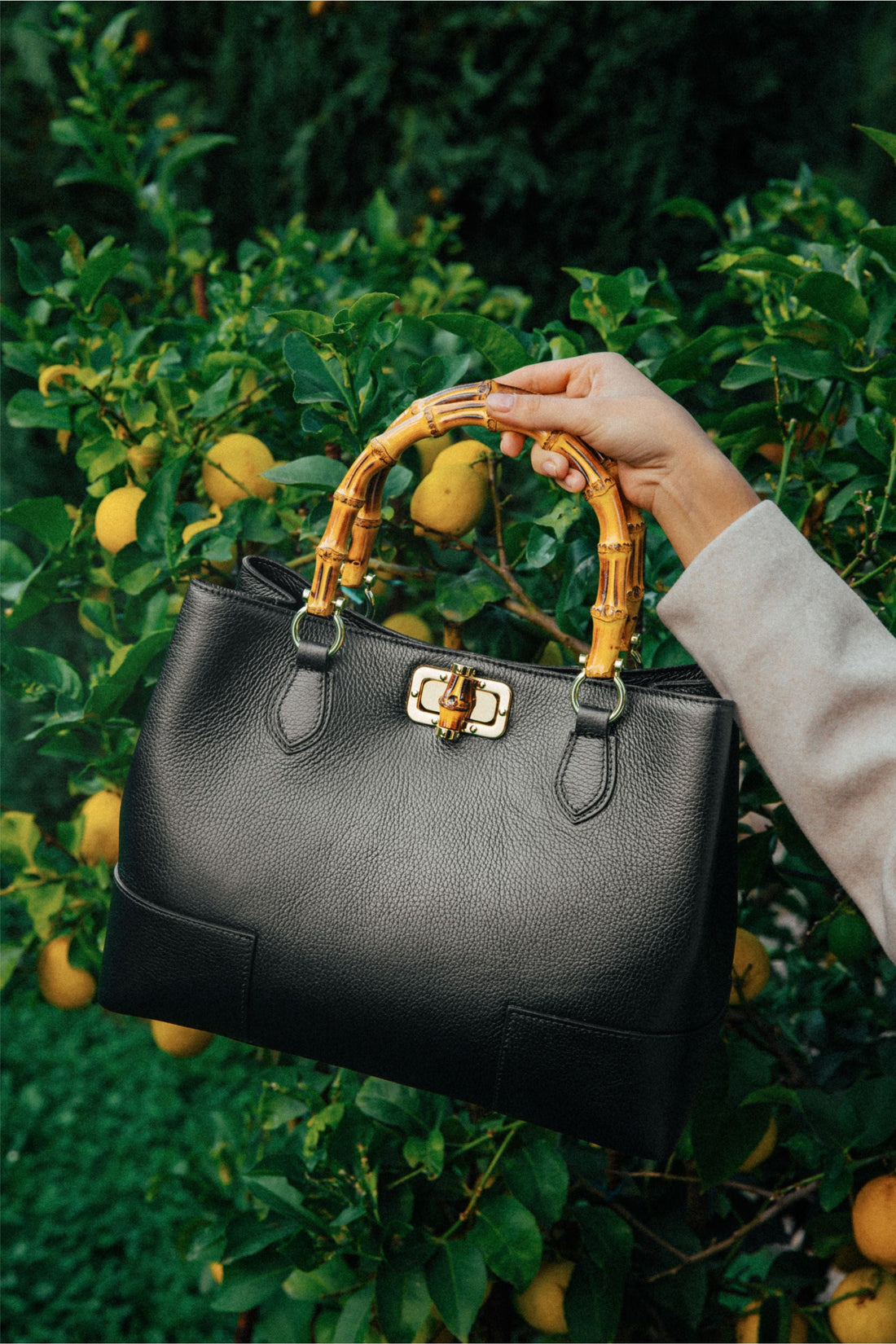 Borsa Bamboo Babe in pelle Dollaro Nera - Voemièn
