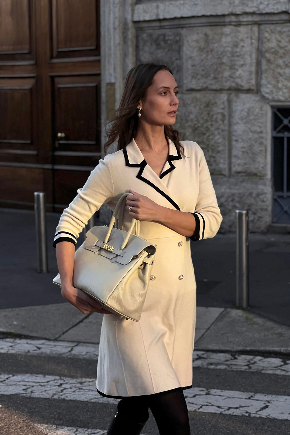 Elizabeth Bag in Cream Togo Leather