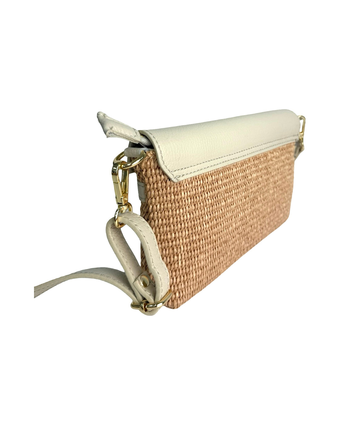 Lavinia Bag in Raffia and Dollar Leather Beige
