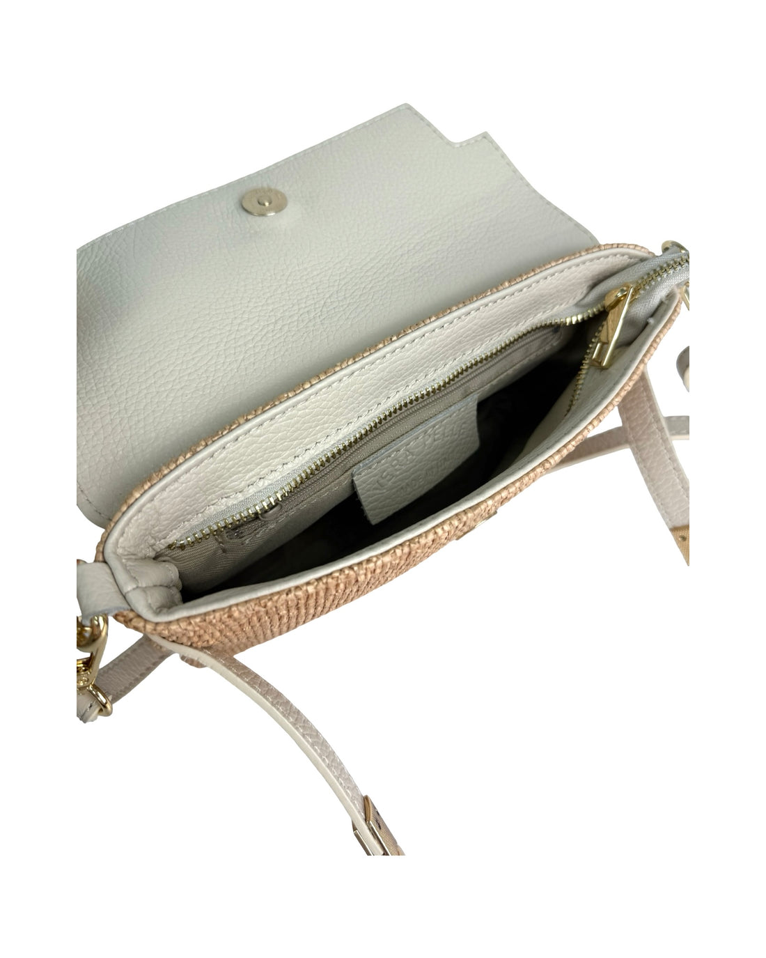 Lavinia Bag in Raffia and Dollar Leather Beige