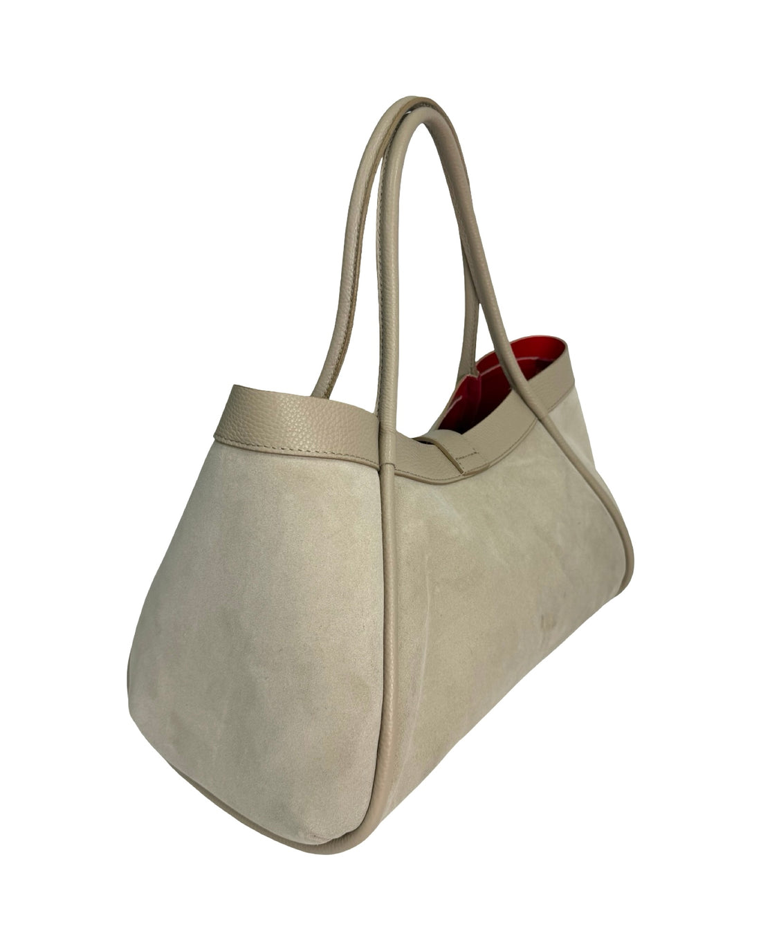 Mayfair Bag in Suede and Dollar Leather Light Taupe