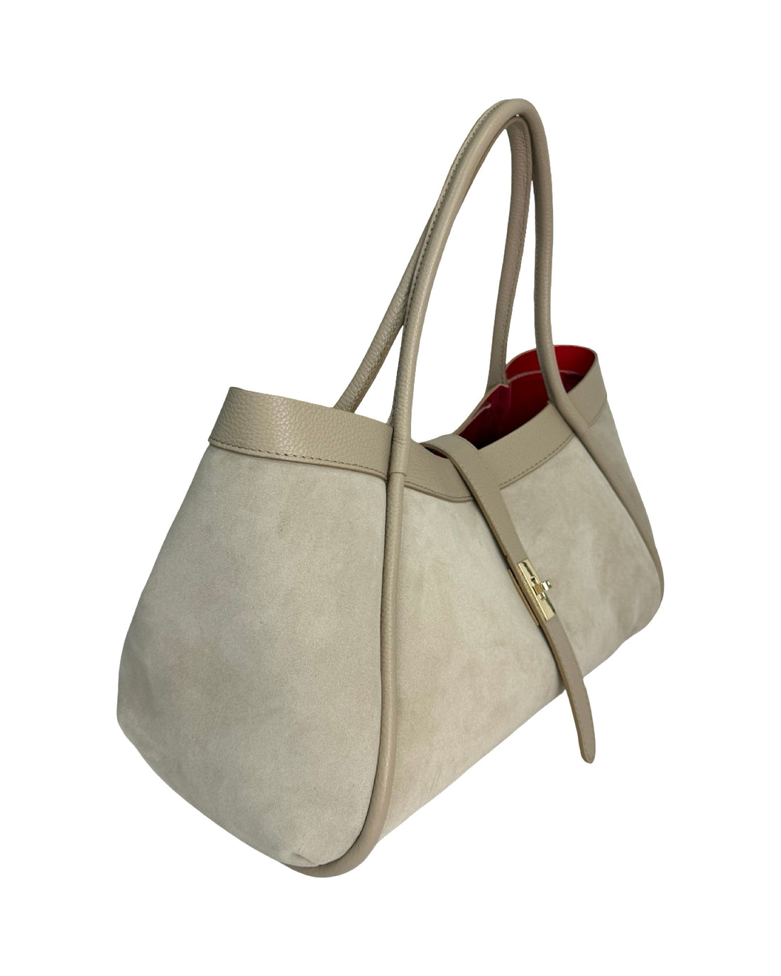 Mayfair Bag in Suede and Dollar Leather Light Taupe