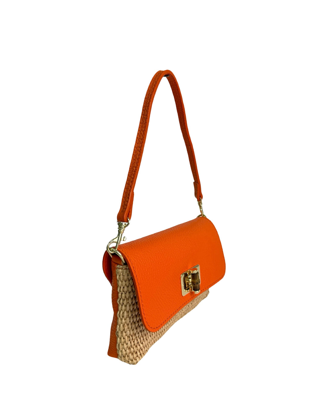 Emily Bag in Raffia and Dollar Leather Orange