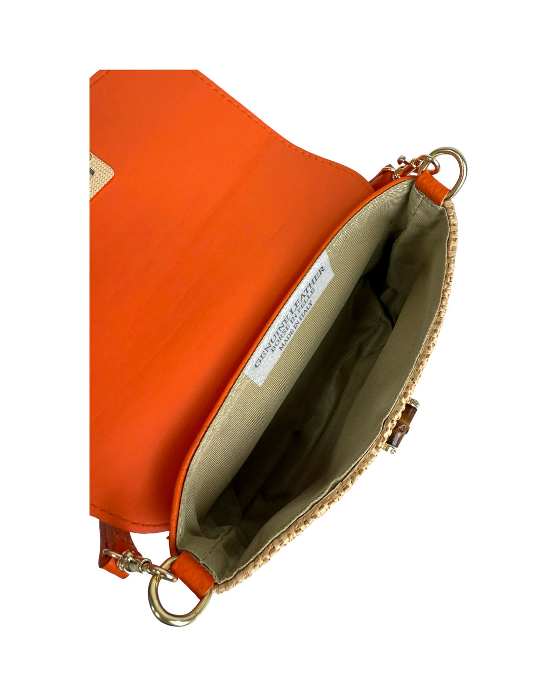Emily Bag in Raffia and Dollar Leather Orange