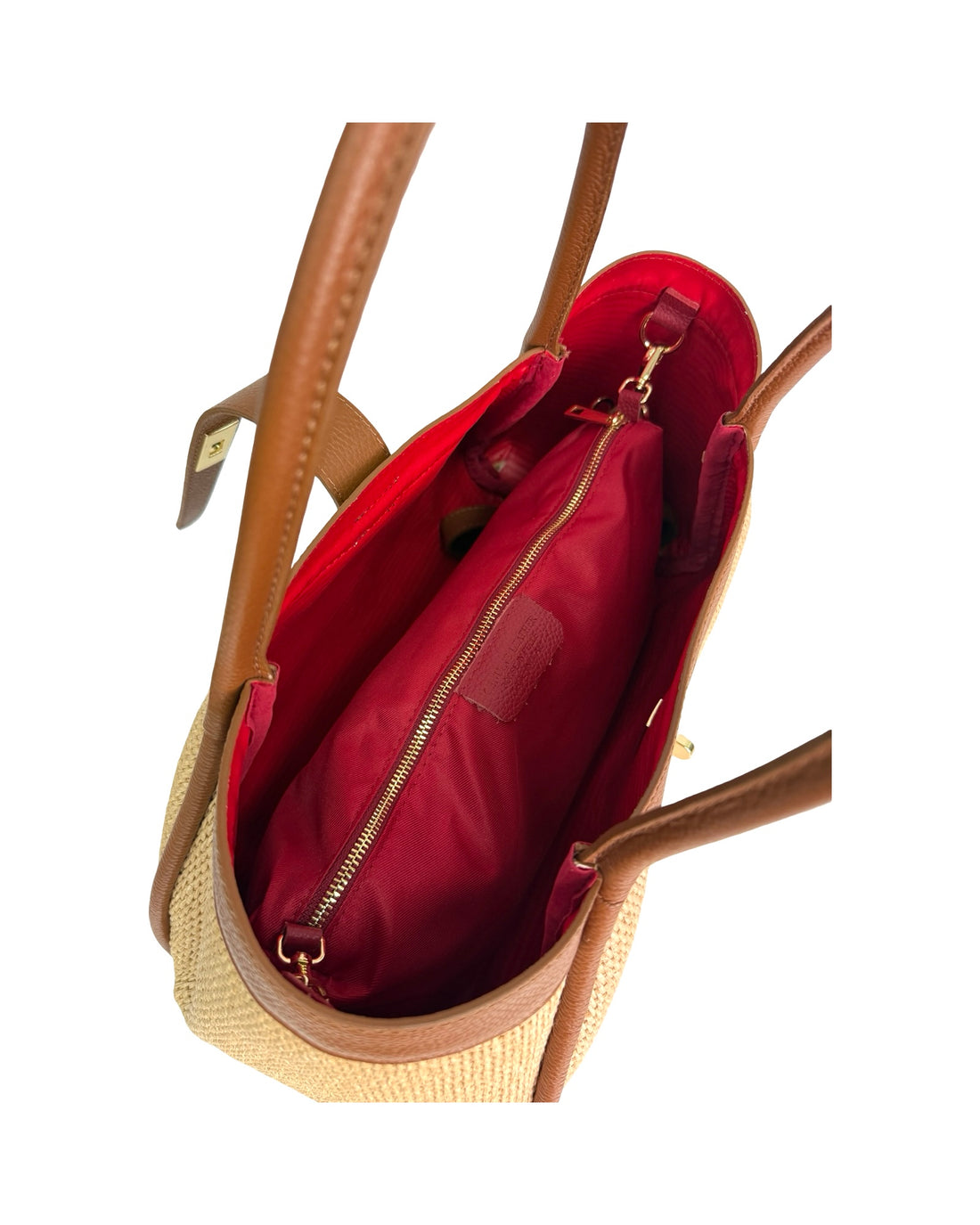 Mayfair Bag in Raffia and Dollar Leather Tan