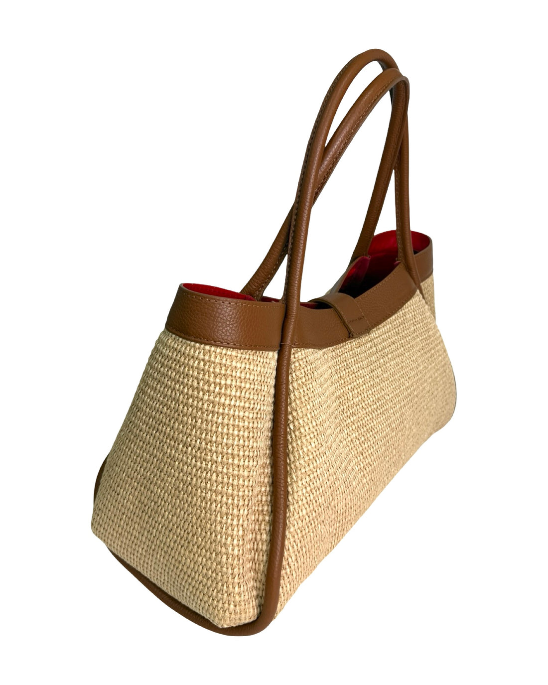 Mayfair Bag in Raffia and Dollar Leather Tan