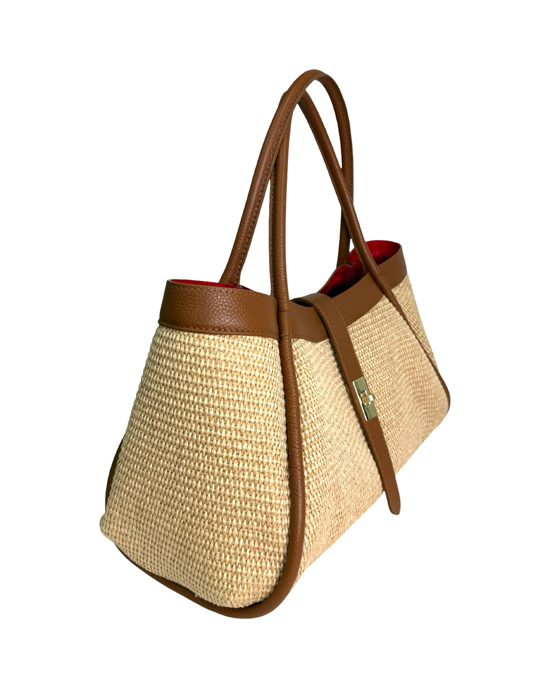 Mayfair Bag in Raffia and Dollar Leather Tan