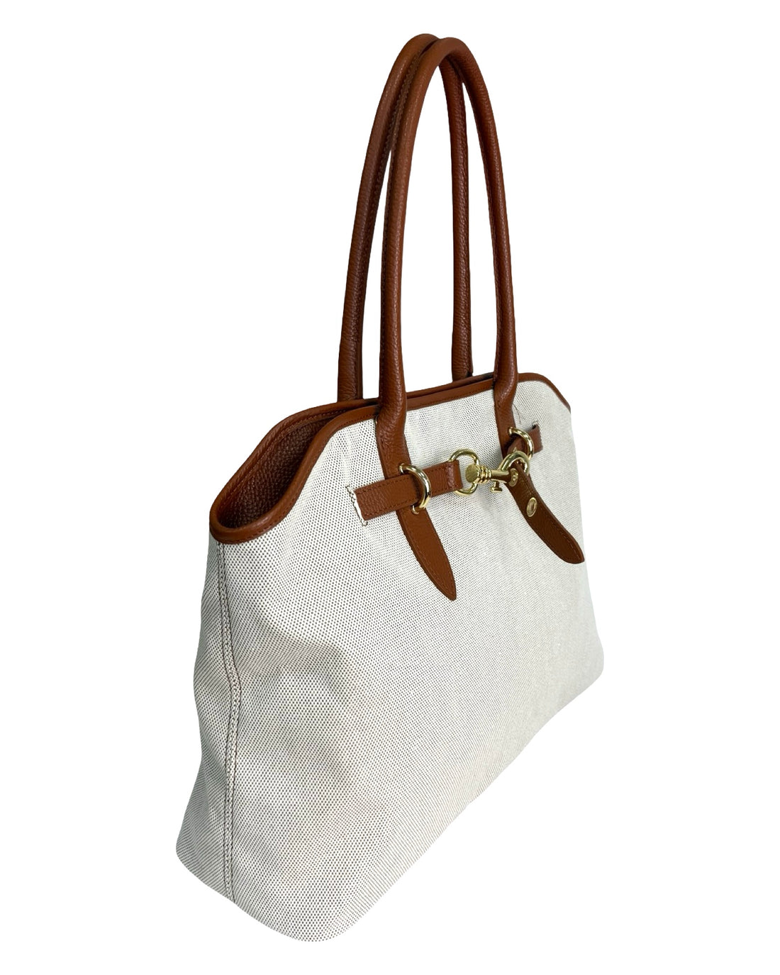 Annelise Bag in Canvas and Dollar Leather Brown