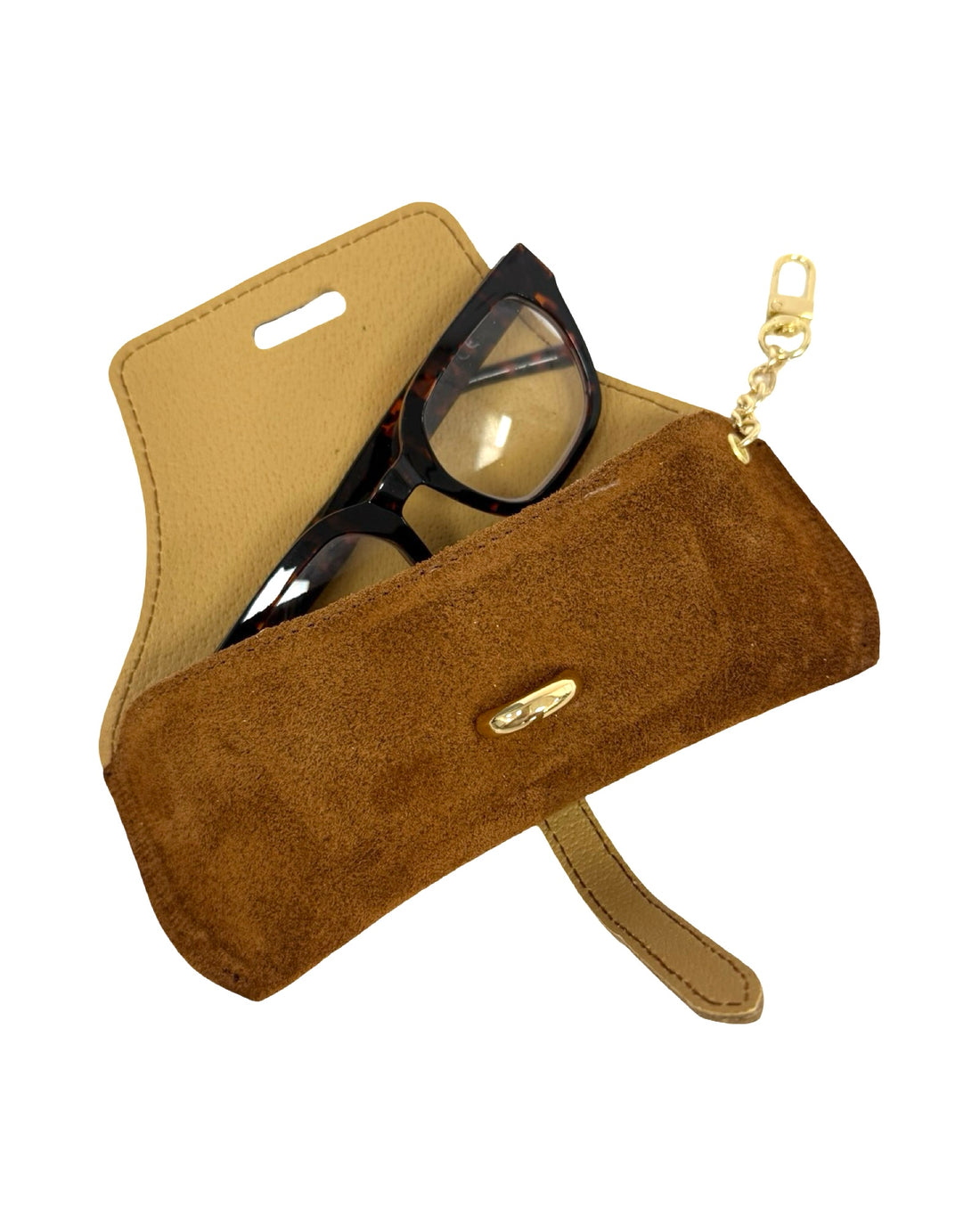 Ella Eyeglass Case in Suede and Dollar Leather Tan
