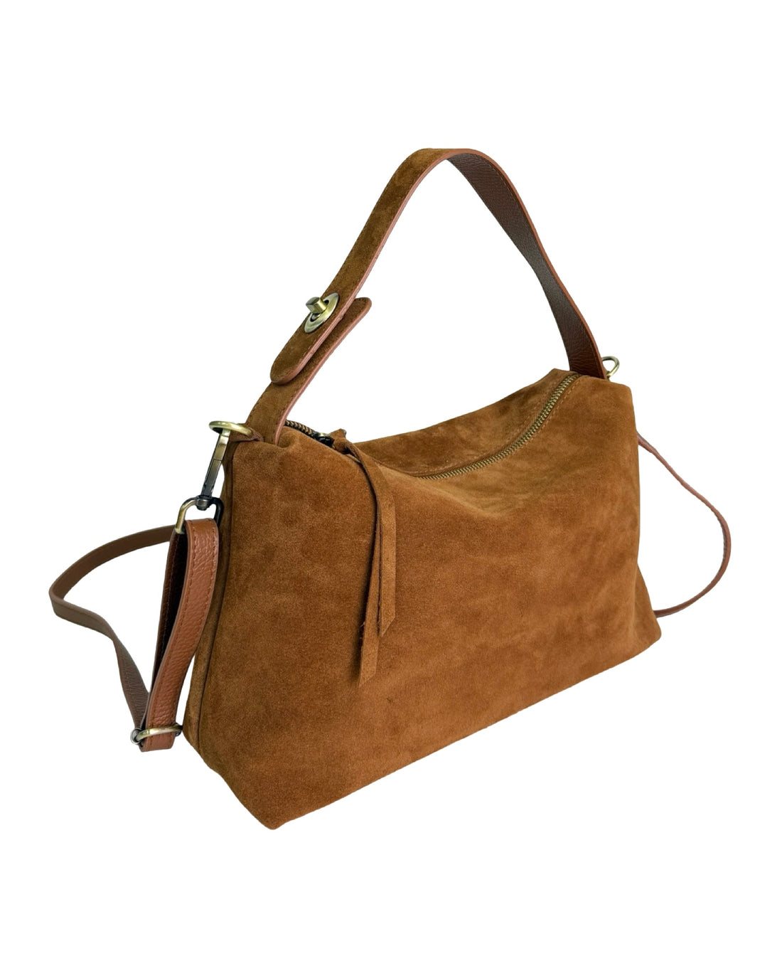 Zaya Bag in Suede Cuoio