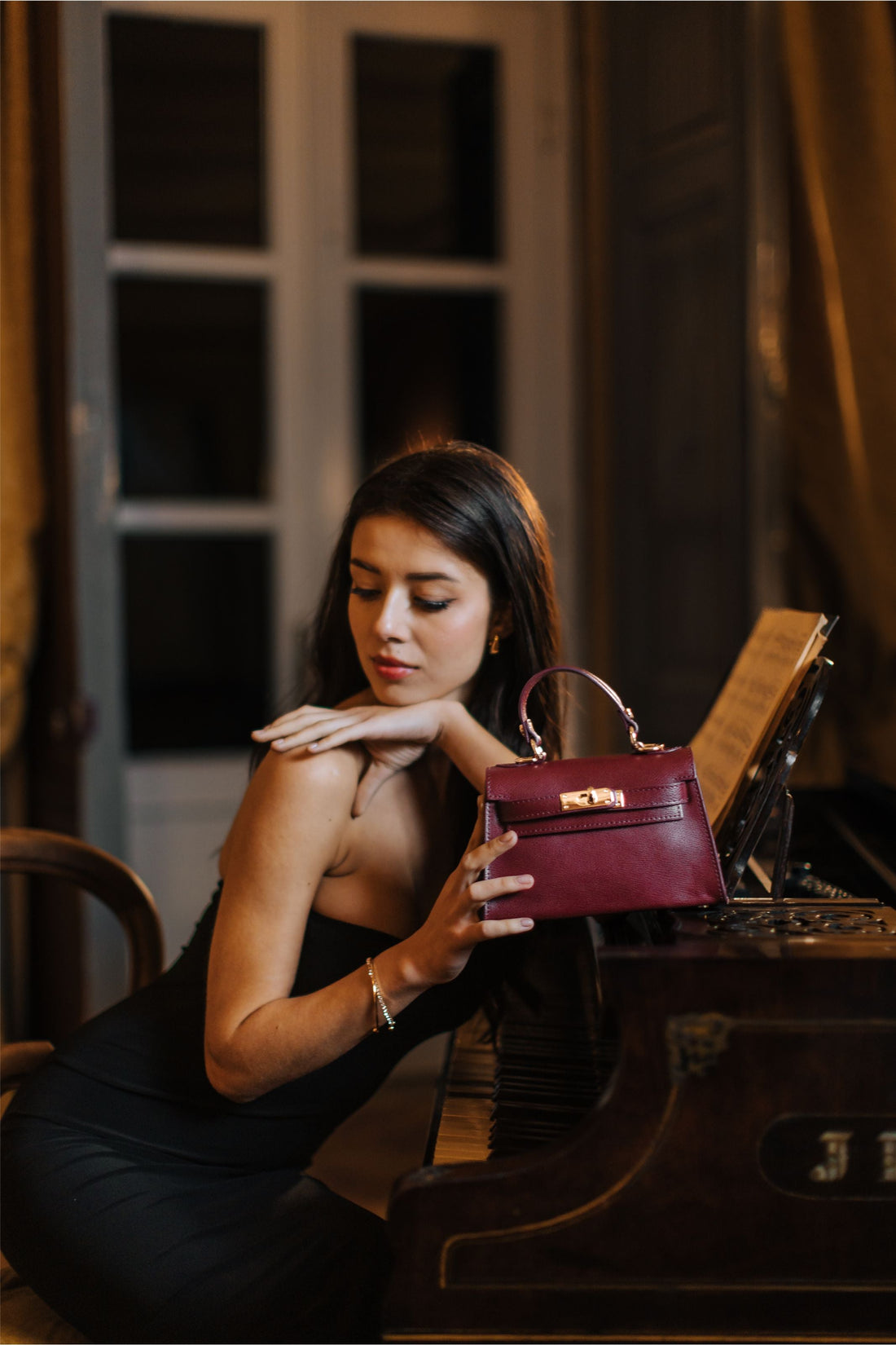 Victoria Bag in Epson Burgundy Leather